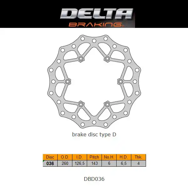 Dagaanbieding Delta Braking voor remschijf ( 260mm ) Type D KTM 89- & Husqvarna 14- & Husaberg 00-13