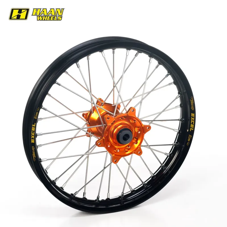 Excel achterwiel compleet zwarte velg + Haan Wheels oranje naaf 16-1.85 KTM SX 85 grote wielen 04- & Husqvarna TC 85 grote wielen 14- Uitverkoop