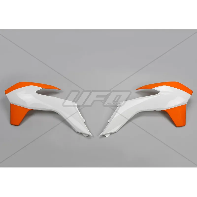 UFO radiator kappen Wit / Oranje KTM EXC 125/200/250/300/350/450/500 14-16 & SX/SX-F 125/150/250/350/450 13-15 Laatste Kans