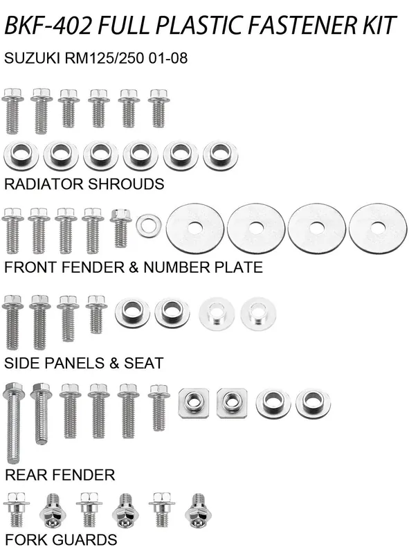 Airtime Volledige plastic set schroeven set Suzuki RM 125/250 01-08 Speciale Aanbieding