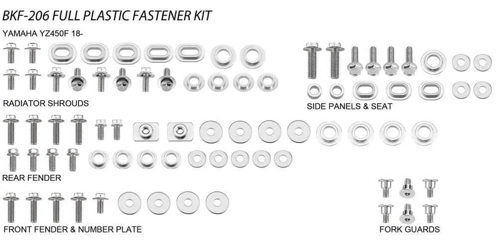 Lage Kosten Airtime Volledige plastic set schroeven set Yamaha YZ 250F 19- & YZ 450F 18- & WR 250F 20 & WR 450F 19-