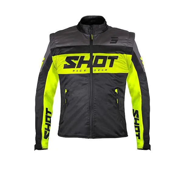 Shot Softshell Enduro Jas Volwassenen Zwart/Fluor Geel met afritsbare mouwen 2026 collectie Alleen Vandaag