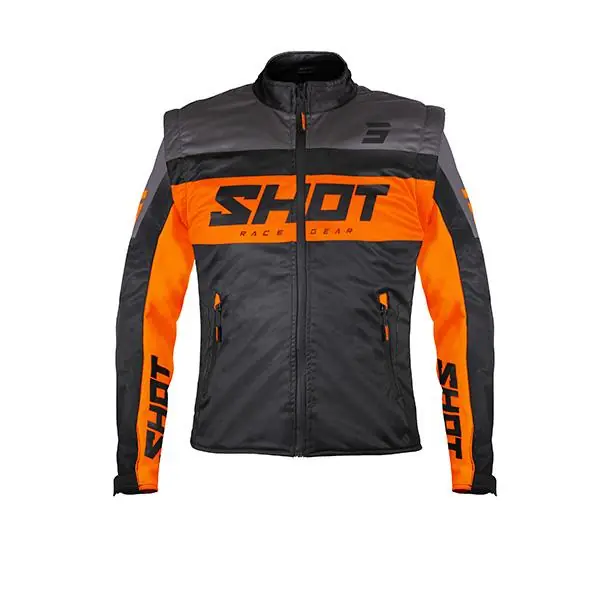 Shot Softshell Enduro Jas Volwassenen Zwart/Oranje met afritsbare mouwen 2026 collectie Meest Verkocht