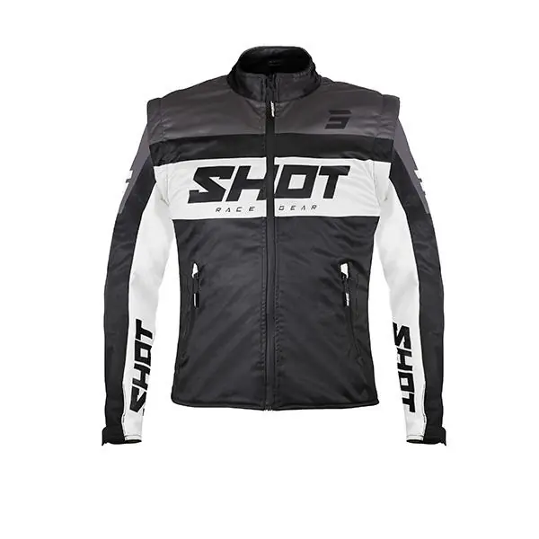 Betaalbaar Shot Softshell Enduro Jas Volwassenen Zwart/Wit met afritsbare mouwen 2026 collectie