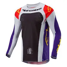 Koopje Alpinestars 2024 Techstar Ocuri volwassen cross shirt Hot Oranje / Paars / Zwart