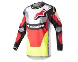 Merkproduct Alpinestars 2023 Fluid Agent volwassen cross shirt Zwart / Rood / Fluor Geel