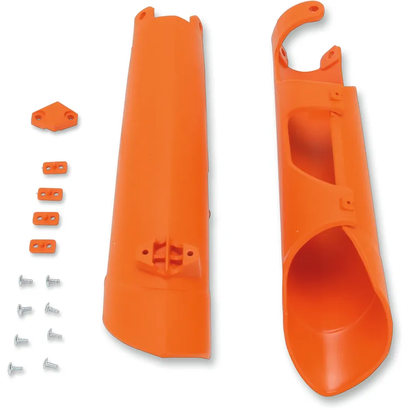 Must-Have UFO voorvork beschermers Oranje KTM SX 125/150/250 07-14 & SX-F 250/350/450 07-14 & EXC 250/300 08-15 & EXC-F 250/350/450/500 08-15 & Husqvarna TC/FC 125/250/350/450 14 & TE 125/250/300 14-15 & FE 250/350/450/501 14-15