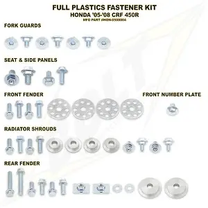 Seizoensaanbieding Bolt Volledige plastic set schroeven set Honda CRF 250R 04-09 & CRF 250X 04-17 & CRF 450R 05-08 & CRF 450X 05-16