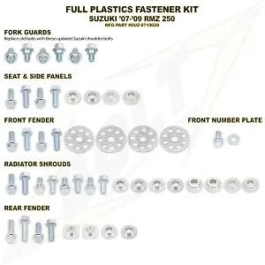 Gereduceerde Prijs Bolt Volledige plastic set schroeven set Suzuki RM-Z 250 2007-2009 & RM-Z 450 2005-2007