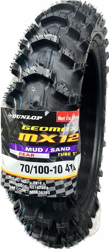 Betrouwbaar Dunlop Geomax MX 12 Cross achterband 70/100-10