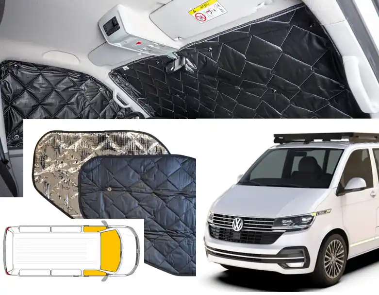 Direct Beschikbaar Raamisolatie Volkswagen T6 T6.1 Black line Voorzijde 3 delig
