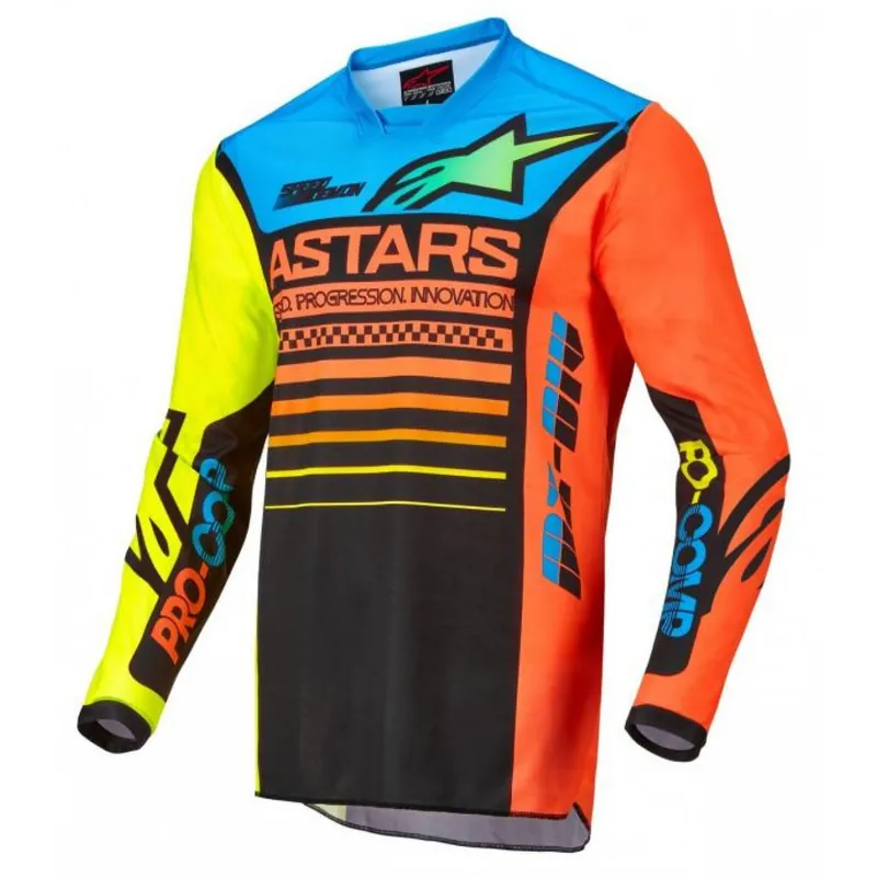 Weekendaanbieding Alpinestars | Shirt Racer Compass Zwart/Geel/Coral