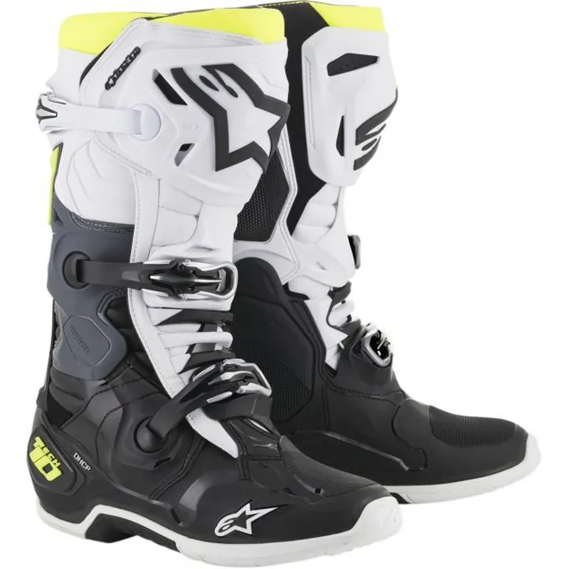 Alpinestars | Crosslaarzen Tech 10 Zwart- Wit- Fluor Geel Laatste Versie